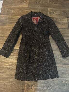 Etcetera Speckled Tweed A-Line Coat with Paisley Lining artsy whimsy